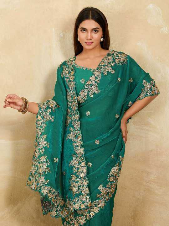 Chiffon  Embroidered Cutwork Saree